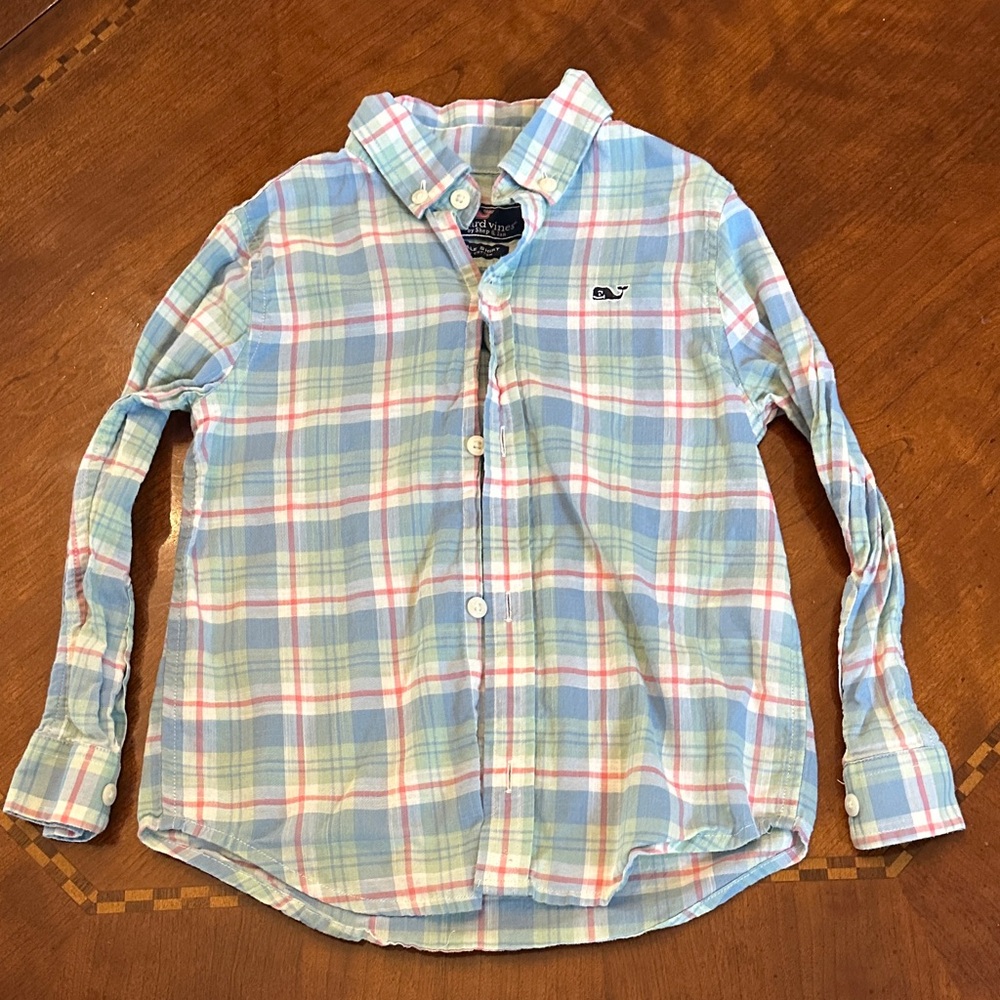 Vineyard Vines Kids’ Pastel Plaid Button Down Shirt